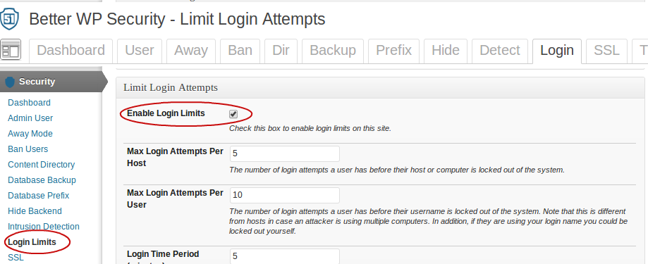 Better WP Security Limit Logins Configuration